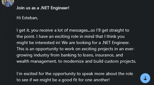 Imagen intermedia: chat de recluter que me contacto